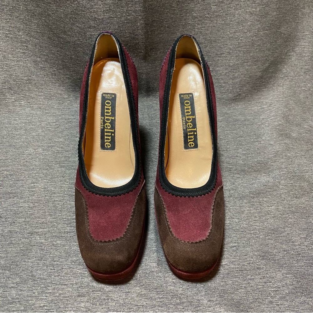 OMBELINE vintage Italian leather maroon pumps 🇮🇹